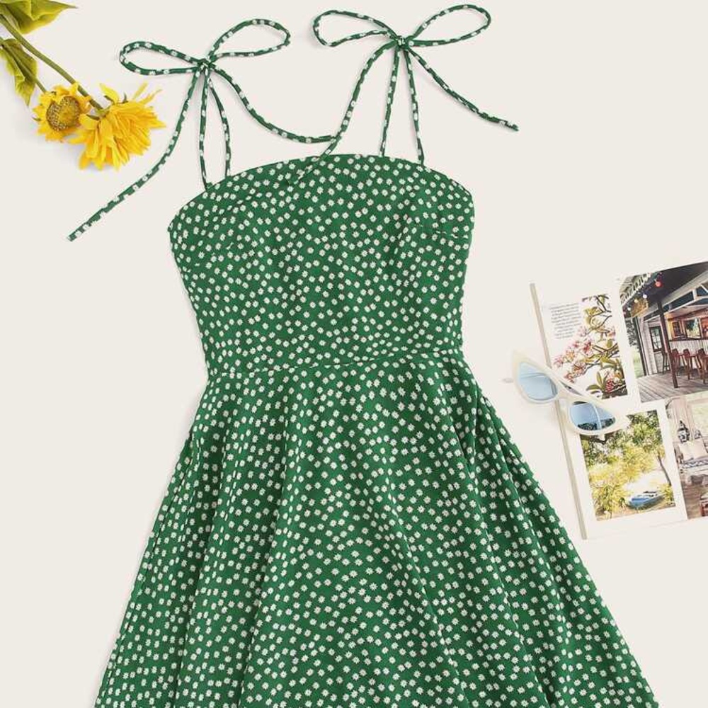 SHEIN Ditsy Floral Zip Back Cami Dress